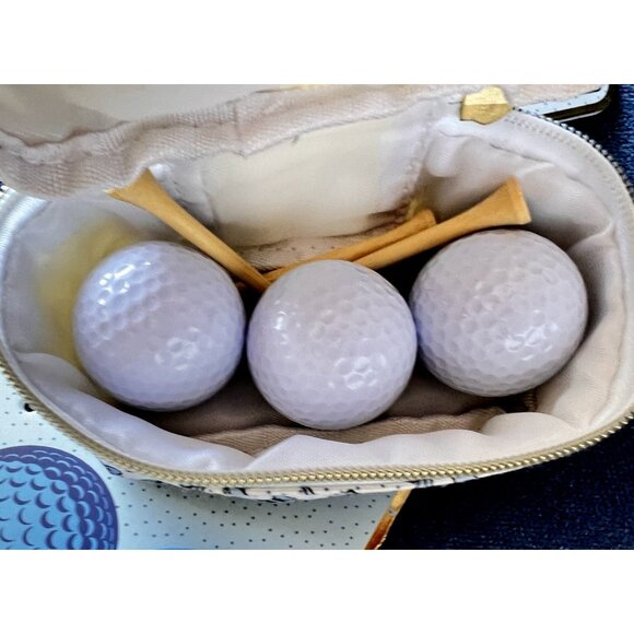 Blue Mini GOLF Pouch Bag Set Tag 3 Balls +Tees Golfer Gift Mellow & Mod Sports - Picture 4 of 6